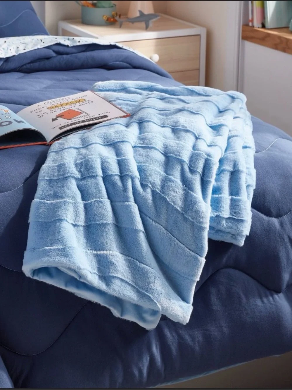 New! Wave Plush Light Blue Throw Blanket from Pillowfort